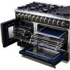 imageForno Capriasca 48Inch French Door Dual Fuel Range with Antique Brass Accents amp 8 Sealed DualRing Brass Burners  658 cuft Double True Convection Ovens wWok Ring amp Reversible Griddle  Black