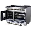 imageForno Capriasca 48Inch French Door Dual Fuel Range with Antique Brass Accents amp 8 Sealed DualRing Brass Burners  658 cuft Double True Convection Ovens wWok Ring amp Reversible Griddle  White