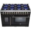 imageForno Capriasca 48Inch French Door Dual Fuel Range with Antique Brass Accents amp 8 Sealed DualRing Brass Burners  658 cuft Double True Convection Ovens wWok Ring amp Reversible Griddle  Black