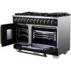 imageForno Capriasca 48Inch French Door Dual Fuel Range with Antique Brass Accents amp 8 Sealed DualRing Brass Burners  658 cuft Double True Convection Ovens wWok Ring amp Reversible Griddle  Black
