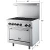 imageForno Commerciale 36 Stainless Steel Gas Range with 6 Sealed Burners  180000 BTU Total  Professional Freestanding Kitchen Stove amp Easy Clean Design