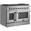 imageForno Galiano All Gas 48 Inch French Door Freestanding Range 8 Sealed Burners Cooktop  658 CuFt Convection Double Gas Oven  Stainless Steel Stove Range Heavy Duty Cast Iron Grates