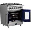 imageForno Massimo 30inch French Door Gas Range with 1 Sealed DualRing Brass Burner 432 CuFt Convection Fan Oven with 30000 BTU  Modern Design Kitchen Range with Air Fryer Basket Rack amp Drip Pan