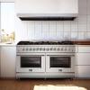 imageForno Massimo 60 Freestanding Dual Fuel Range with 8 Sealed Burners 42000BTU Wok Support amp Griddle 864 cuft Oven  Modern Design Fuel Range with ProStyle Handle and Zinc Coated Metal Knobs