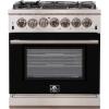 imageFORNO Capriasca 30 Gas Range 432 Cu Ft Convection Oven with 5 Sealed Italian Burners  Full Gas Freestanding Range  Black Stainless Steel HeavyDuty Cast Iron Grates FFSGS626030BLK