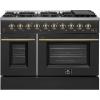 imageFORNO Galiano 48 Gas Range 658 cuft Convection Oven  8 Sealed Burners DualRing 20000 BTU Burner Cast Iron Grates Griddle  Black with Antique Brass Accents  FFSGS624448BLK