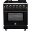 imageFORNO Massimo 30 Freestanding Gas Range with Antique Brass Accents amp 5 Sealed Burners 432 cuft Convection Oven with Air Fryer Kit Wok Support Reversible Griddle amp Telescopic Racks  Black