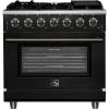 imageFORNO Massimo 36Inch Freestanding Gas Range with Antique Brass Accents amp 6 Sealed Burners 83000 BTU  536 cuft Convection Oven with Air Fryer Kit amp Reversible Griddle  Black