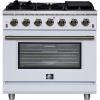 imageFORNO Massimo 36Inch Freestanding Gas Range with Antique Brass Accents amp 6 Sealed Burners 83000 BTU  536 cuft Convection Oven with Air Fryer Kit amp Reversible Griddle  White