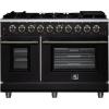 imageFORNO Massimo 48Inch Freestanding Gas Range with Antique Brass Accents amp 8 Sealed Burners  432 cuft Convection Oven  226 cuft Secondary Oven wAir Fryer Kit amp Wok Support  Black