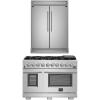 imageFORNO Premium 2Piece Kitchen Bundle  Capriasca 48 Stainless Steel Range Maderno 28 2Unit Convertible Refrigerator with Decorative Trim  FBDL01906CAUS