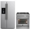imageFORNO Premium 2Piece Kitchen Bundle  Giovanni 30inch Gas Range Stainless Steel amp Forno Salerno 36 Side by Side Stainless Steel Refrigerator 20 cuft  FBDL02003CAUS