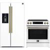 imageForno Premium 2Piece Kitchen Bundle  30Inch Induction Range with Builtin Air Fry Function and 36Inch Side by Side Refrigerator with Water Dispenser in White  FBDL01509CAUS