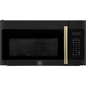 imageFORNO Fornace 30 Over the Range Microwave 15 cuft 300 CFM Vent  Black with Antique Brass or Silver Accents  Convection LED Light Touch Control  FOTR303830BLK