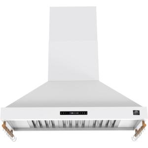 imageFORNO Venezia 48 Wall Mount Ducted Range Hood 900 CFM 3Speed Ventilation  White Finish with Antique Brass Accents  Touch Controls LED Lights DishwasherSafe Baffle Filters  FRHWM550348WHT