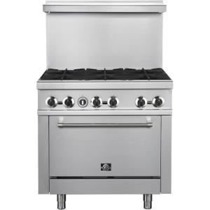 imageForno Commerciale 36 Stainless Steel Gas Range with 6 Sealed Burners  180000 BTU Total  Professional Freestanding Kitchen Stove amp Easy Clean Design
