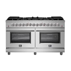 imageForno Massimo 60 Freestanding Dual Fuel Range with 8 Sealed Burners 42000BTU Wok Support amp Griddle 864 cuft Oven  Modern Design Fuel Range with ProStyle Handle and Zinc Coated Metal Knobs