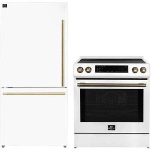 imageForno Premium 2Piece Kitchen Bundle  30Inch Induction Range with Builtin Air Fry Function and 31Inch Refrigerator Left Hinge in White  FBDL01507CAUS