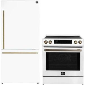 imageForno Premium 2Piece Kitchen Bundle  30Inch Induction Range with Builtin Air Fry Function and 31Inch Refrigerator Right Hinge in White  FBDL01506CAUS
