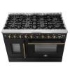 imageFORNO Galiano 48 French Door Gas Range 658 cuft Oven Capacity 8 Sealed Burners with Griddle  Black Enamel Interior HeavyDuty Cast Iron Grates Antique Brass Accents  FFSGS644448BLK