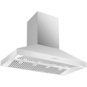 imageForno Coppito 60 Inch Island Range Hood with 1200 CFM Double Motor and 4 Speed Touch Control  Stainless Steel Ceiling Mount Kitchen Stove Vent with Baffle Filter and 2 Chimney Extensions