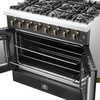 image:imageForno Galiano 36inch French Door Dual Fuel Range in Black amp Antique Brass Design 6 Sealed Burners 83000 BTU 536 cuft True Convection Oven