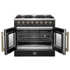image:imageForno Galiano 36inch French Door Dual Fuel Range in Black amp Antique Brass Design 6 Sealed Burners 83000 BTU 536 cuft True Convection Oven