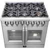 image:imageForno Massimo 36 Freestanding Dual Fuel Range with 6 Sealed Burners 83000BTU Wok Support amp Griddle 536 cuft Oven  Modern Design Fuel Range with ProStyle Handle and Zinc Coated Metal Knobs