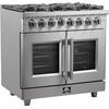 image:imageForno Massimo 36 Freestanding Dual Fuel Range with 6 Sealed Burners 83000BTU Wok Support amp Griddle 536 cuft Oven  Modern Design Fuel Range with ProStyle Handle and Zinc Coated Metal Knobs