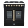 image:imageForno Galiano 30 French Door Dual Fuel Range Black amp Antique Brass 432 cuft True Convection Oven