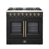 image:imageForno Galiano 36inch French Door Dual Fuel Range in Black amp Antique Brass Design 6 Sealed Burners 83000 BTU 536 cuft True Convection Oven