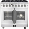 image:imageForno Massimo 36 Freestanding Dual Fuel Range with 6 Sealed Burners 83000BTU Wok Support amp Griddle 536 cuft Oven  Modern Design Fuel Range with ProStyle Handle and Zinc Coated Metal Knobs