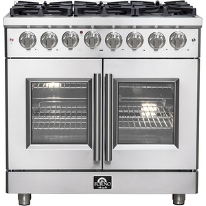 image:imageForno Massimo 36 Freestanding Dual Fuel Range with 6 Sealed Burners 83000BTU Wok Support amp Griddle 536 cuft Oven  Modern Design Fuel Range with ProStyle Handle and Zinc Coated Metal Knobs