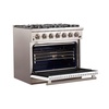 image:imageFORNO Capriasca 36Inch Freestanding Gas Range 6 Sealed Burners 120000 BTU  536 cuft Convection Oven  Stainless Steel with Cast Iron Grates  White  FFSGS626036WHT