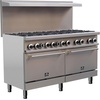 image:imageForno Commerciale 60 Inch Stainless Steel Gas Range Dual Oven 10 Burners 300000 BTU Total 93 cuft