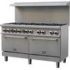 image:imageForno Commerciale 60 Inch Stainless Steel Gas Range Dual Oven 10 Burners 300000 BTU Total 93 cuft