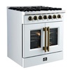 image:imageForno Galiano 30 French Door Dual Fuel Range White amp Antique Brass 432 cuft True Convection Oven