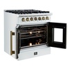 image:imageForno Galiano 30 French Door Dual Fuel Range White amp Antique Brass 432 cuft True Convection Oven