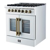 image:imageForno Galiano 30 French Door Dual Fuel Range White amp Antique Brass 432 cuft True Convection Oven