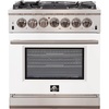 image:imageFORNO Capriasca 30 Inch Full Gas Freestanding Range with 5 Sealed Burners Cooktop  432 cuft Gas Convection Oven Stainless Steel Heavy Duty Cast Iron Grates  FFSGS626030WHT