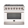 image:imageFORNO Capriasca 36Inch Freestanding Gas Range 6 Sealed Burners 120000 BTU  536 cuft Convection Oven  Stainless Steel with Cast Iron Grates  White  FFSGS626036WHT