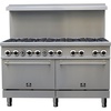 image:imageForno Commerciale 60 Inch Stainless Steel Gas Range Dual Oven 10 Burners 300000 BTU Total 93 cuft