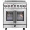 image:imageForno Galiano Full Electric 30 Inch French Door Freestanding French Door Electric Range with 4 Radiant Elements Ceramic Glass Cooktop  432 CuFt Stainless Steel Convection Oven with Air Fryer Kit