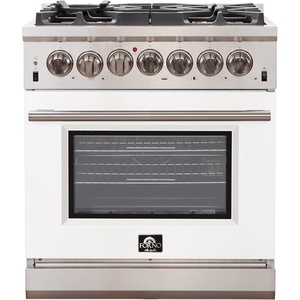 image:imageFORNO Capriasca 30 Inch Full Gas Freestanding Range with 5 Sealed Burners Cooktop  432 cuft Gas Convection Oven Stainless Steel Heavy Duty Cast Iron Grates  FFSGS626030WHT