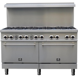 image:imageForno Commerciale 60 Inch Stainless Steel Gas Range Dual Oven 10 Burners 300000 BTU Total 93 cuft