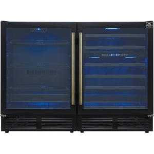 image:imageForno Gemello 48Inch SidebySide Wine and Beverage Cooler wTriple Zone AntiUV TripleLayer Glass amp Charcoal Filtration  96 cu ft Holds 188 Cans amp 51 Wine Bottles  Black