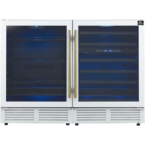 image:imageForno Gemello 48Inch SidebySide Wine and Beverage Cooler wTriple Zone AntiUV TripleLayer Glass amp Charcoal Filtration  96 cu ft Holds 188 Cans amp 51 Wine Bottles  White