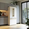 image:imageFORNO Premium 2Piece Package  Leonardo Espresso 30 Electric Range with Convection Oven  30 Gallipoli French Door Refrigerator  White with Antique Brass and Stainless Handles  FBDL00311US