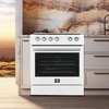 image:imageFORNO Premium 2Piece Package  Leonardo Espresso 30 Electric Range with Convection Oven  30 Gallipoli French Door Refrigerator  White with Antique Brass and Stainless Handles  FBDL00311US