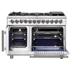 image:imageForno Capriasca Dual Fuel 48 Inch French Door Freestanding Range 8 Sealed Burners Cooktop  658 CuFt Electric Convection Double Oven  Stainless Steel Stove Range Heavy Duty Cast Iron Grates